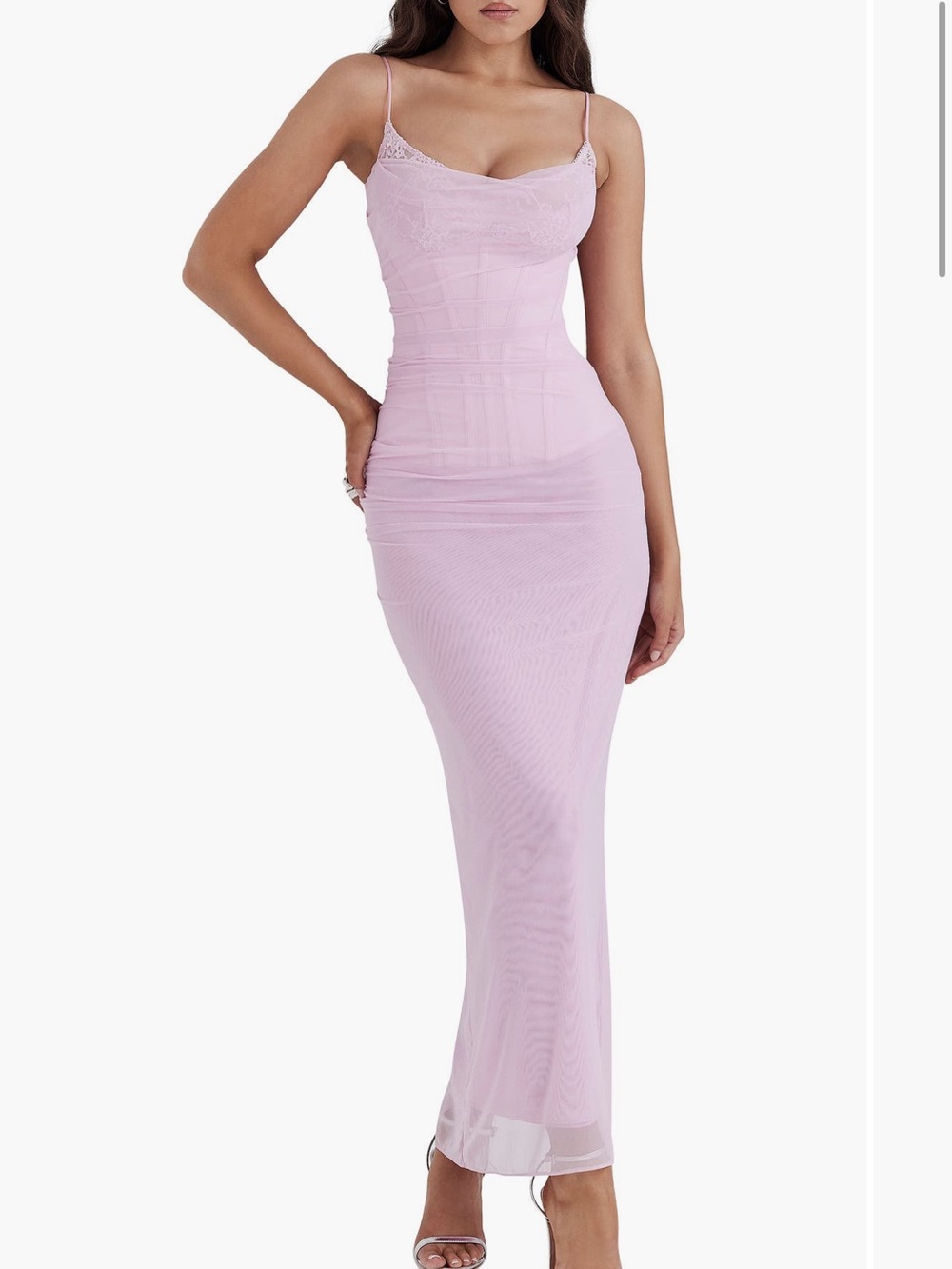 House of CB Nalini Mesh Corset Gown Pink